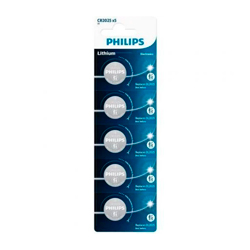 Pack de 5 Pilas de Botón Philips CR2032P5/01B Lithium/ 3V